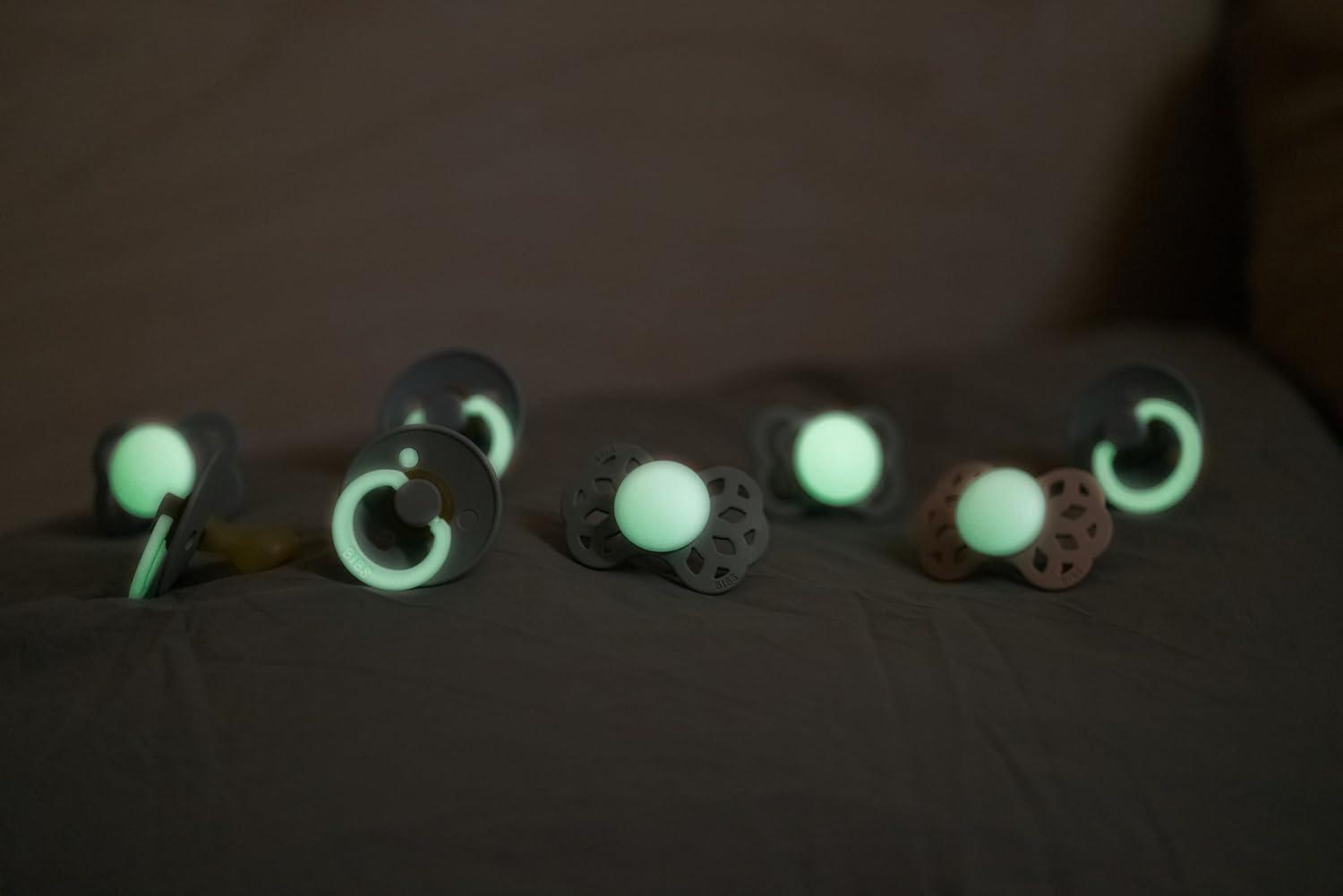image:imageBibs Pacifiers Natural Rubber Baby Pacifier Set of 2 BPAFree Soothers Made in Denmark Sage NightCloud Night Size 618 MonthsSage Glow Vanilla Glow