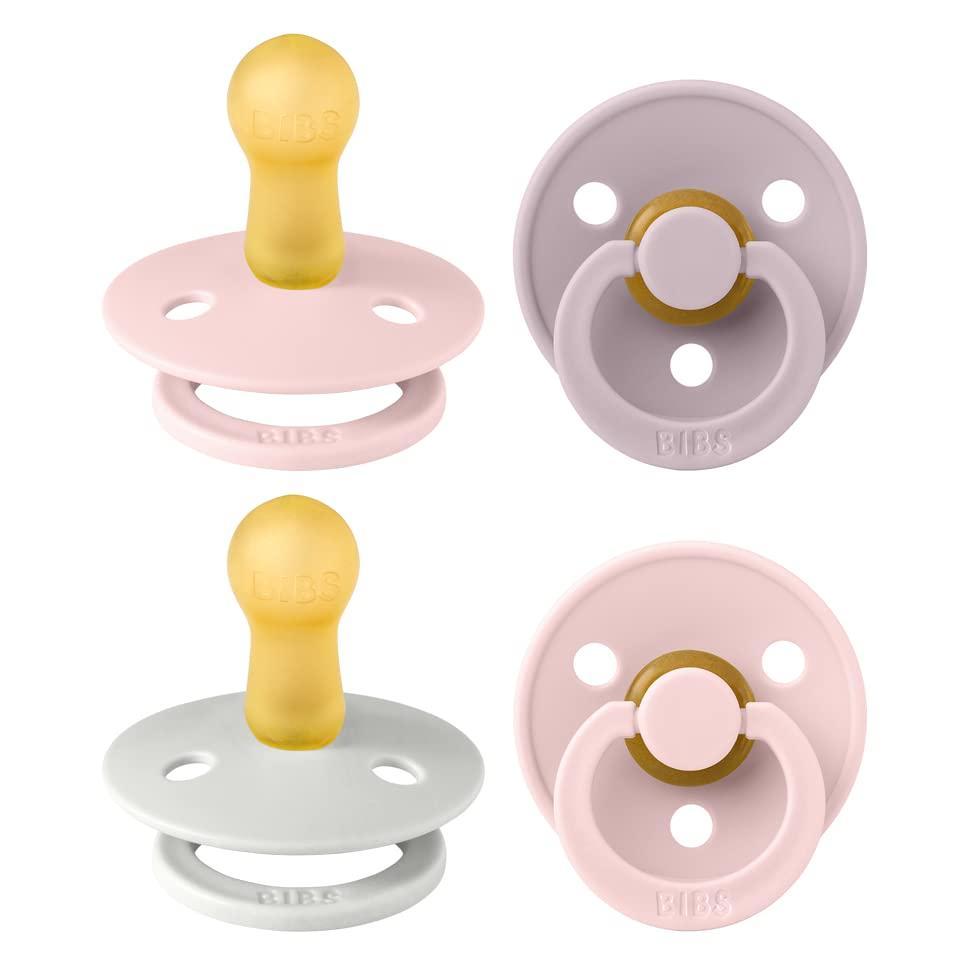 image:imageBIBS Color Pacifiers 4Pack BPA Free Soother Pacifier Round Nipple Natural Rubber Latex Made in Europe Size 618 Months Haze Mix