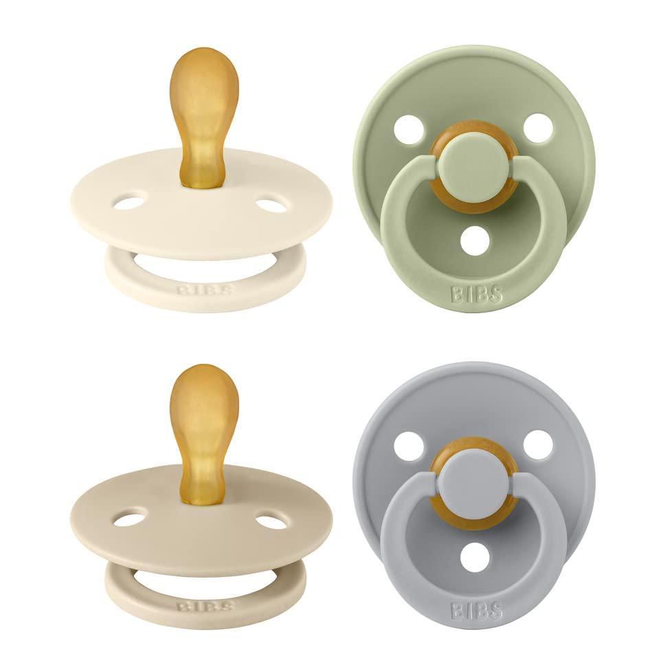 image:imageBIBS Colour Pacifier with Symmetrical Nipple Natural Rubber Baby Pacifier Set of 4 BPAFree Soothers Made in Denmark Cloud Mix Size 06 Months