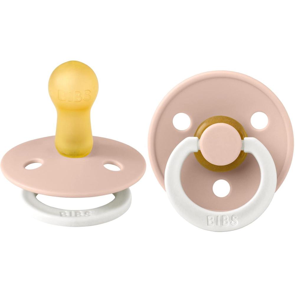 image:imageBIBS Pacifiers Natural Rubber Baby Pacifier Set of 2 BPAFree Soothers Made in Denmark Blush Glow Size 06 Months