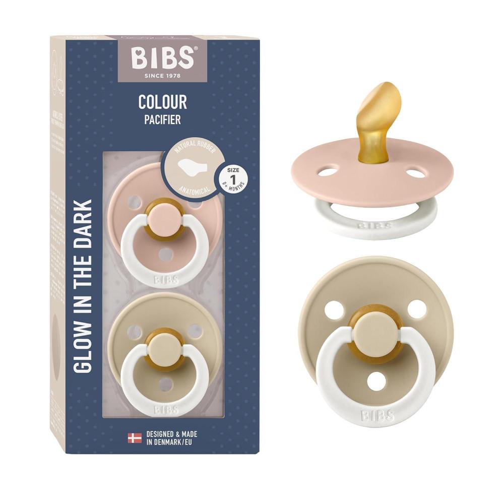 image:imageBIBS Pacifiers 06 Months 2Pack Soothers Anatomical Nipple BPAFree Natural Rubber Made in Denmark Blush GlowVanilla Glow Colour Pacifier