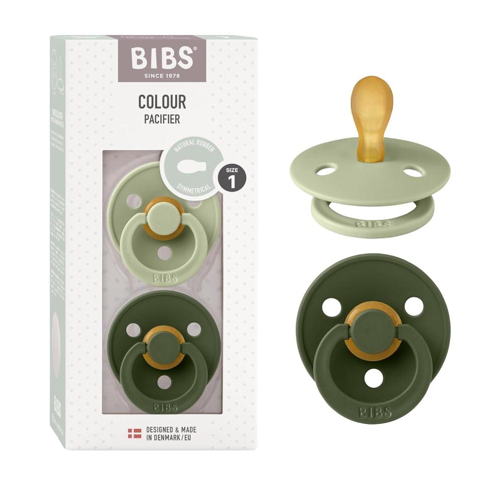 image:imageBIBS Pacifiers 06 Months 2Pack Soothers BPAFree Symmetrical Nipple Made in Denmark SageHunter Green Colour Pacifier