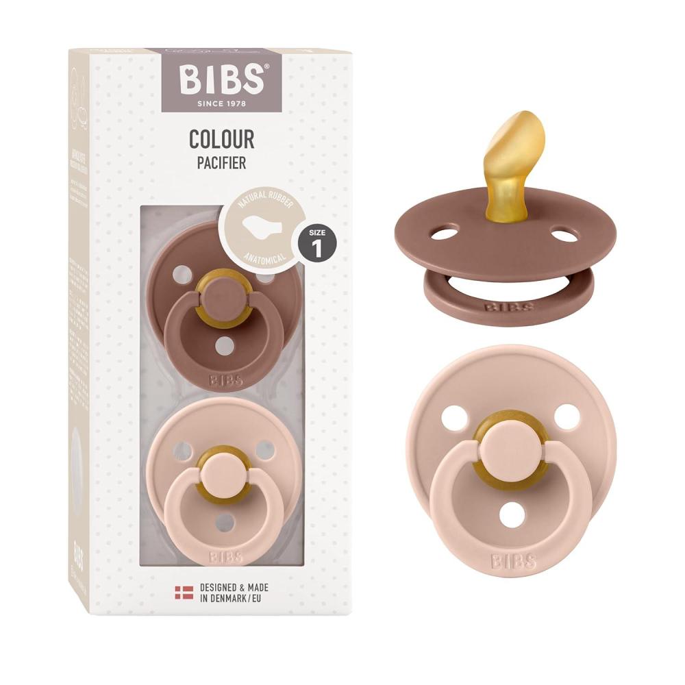 image:imageBIBS Pacifiers 618 Months Colour Collection 2Pack BPAFree Anatomical Natural Rubber Nipple Made in Denmark Island SeaForest Lake Color PacifierBlushWoodchuck