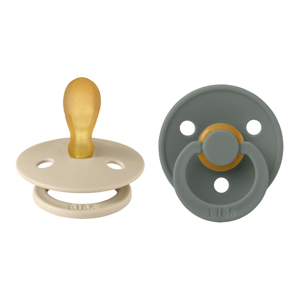 image:imageBIBS Pacifiers 618 Months Colour Collection 2Pack BPAFree Symmetrical Natural Rubber Nipple Made in Denmark VanillaPine Color Pacifier