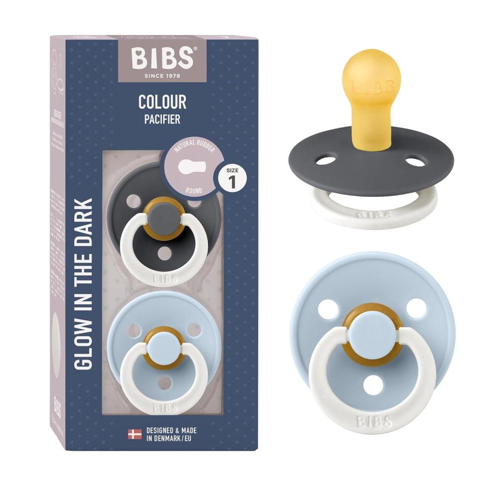 image:imageBIBS Schnuller Colour 2er Pack Naturkautschuk dnische Schnuller mit Kirschform Iron NightBaby Blue Night Gre 1 06 Monate