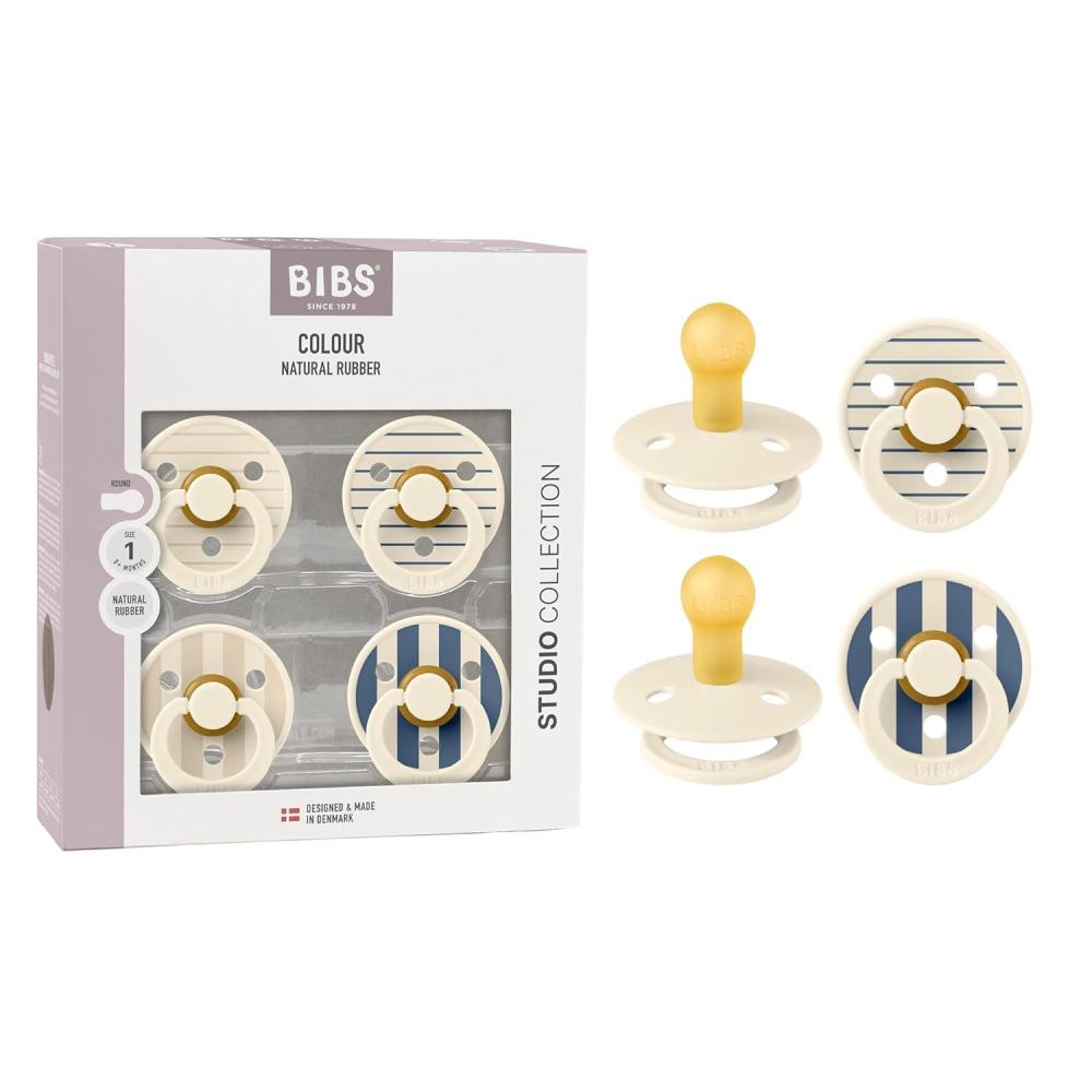 image:imageBIBS Studio Pacifier 4Pack BPA Free Pacifiers Round Nipple Natural Rubber Latex Made in Denmark Size 2 618 Months IvoryIvory Ivory Ivory Ivory