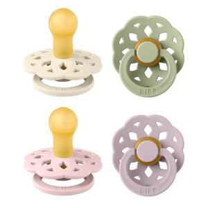 image:imageBIBS Boheme Soother 4Pack  BPA Free Dummy Pacifier  Round Nipple  Natural Rubber Latex  Made in Denmark  Size 06 Months  Blossom MixDusky Lilac Mix