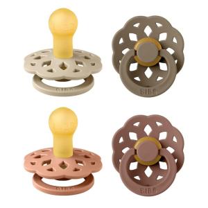 image:imageBIBS Boheme Soother 4Pack  BPA Free Dummy Pacifier  Round Nipple  Natural Rubber Latex  Made in Denmark  Size 06 Months  Blossom MixPeach Mix