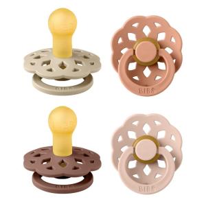 image:imageBIBS Boheme Soother 4Pack  BPA Free Dummy Pacifier  Round Nipple  Natural Rubber Latex  Made in Denmark  Size 06 Months  Blossom MixVanilla Mix