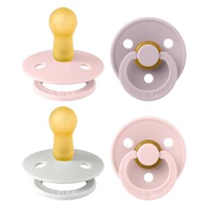 image:imageBIBS Color Pacifiers 4Pack  BPA Free Soother Pacifier  Round Nipple  Natural Rubber Latex  Made in Europe  Size 618 Months  Haze Mix