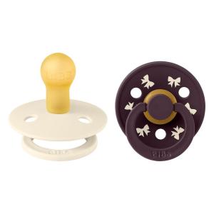 image:imageBIBS Colour Holiday Pacifier 2Pack BPA Free Pacifier Round Nipple Natural Rubber Latex Made in Denmark Size 1 06 Months IvoryPlum