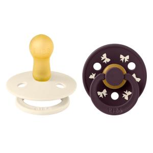 image:imageBIBS Colour Holiday Pacifier 2Pack BPA Free Pacifier Round Nipple Natural Rubber Latex Made in Denmark Size 2 618 Months IvoryPlum