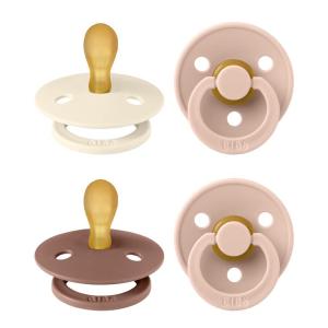image:imageBIBS Colour Pacifier with Symmetrical Nipple Natural Rubber Baby Pacifier  Set of 4 BPAFree Soothers  Made in Denmark  Blush Mix  Size 618 MonthsBlush Mix