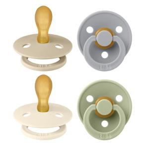 image:imageBIBS Colour Pacifier with Symmetrical Nipple Natural Rubber Baby Pacifier  Set of 4 BPAFree Soothers  Made in Denmark  Blush Mix  Size 618 MonthsCloud Mix