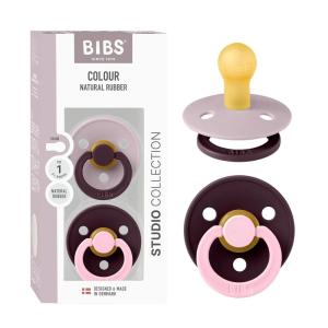 image:imageBIBS Colour Studio Pacifier 2Pack BPA Free Round Nipple Natural Rubber Latex Made in Denmark Size 1 06 Months  Dusky LilacPlumDusky Lilac  Plum