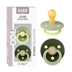 image:imageBIBS Colour Studio Pacifier 2Pack BPA Free Round Nipple Natural Rubber Latex Made in Denmark Size 1 06 Months  Dusky LilacPlumSage  Huntergreen