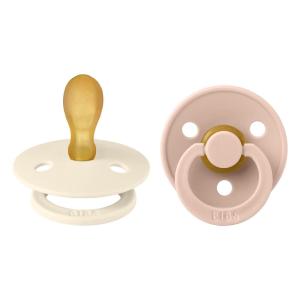 image:imageBIBS Pacifiers  Set of 2  Colour Pacifier with Symmetrical Nipple  BPAFree Natural Rubber  Made in Denmark  IvoryBlush 618 MonthsIvory  Blush