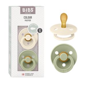 image:imageBIBS Pacifiers  Set of 2  Colour Pacifier with Symmetrical Nipple  BPAFree Natural Rubber  Made in Denmark  IvoryBlush 618 MonthsIvorySage