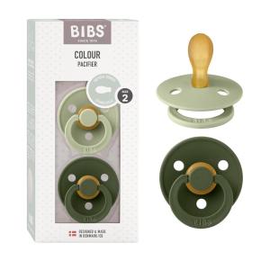 image:imageBIBS Pacifiers  Set of 2  Colour Pacifier with Symmetrical Nipple  BPAFree Natural Rubber  Made in Denmark  IvoryBlush 618 MonthsSageHunter Green