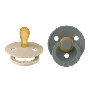 image:imageBIBS Pacifiers  Set of 2  Colour Pacifier with Symmetrical Nipple  BPAFree Natural Rubber  Made in Denmark  IvoryBlush 618 MonthsVanillaPine