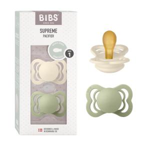image:imageBIBS Pacifiers  Supreme Collection  BPAFree Baby Pacifier  Made in Denmark  Set of 2 IvorySage Color Premium Soothers  Size 06 Months