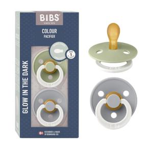 image:imageBIBS Pacifiers 06 Months  2Pack Soothers  BPAFree Symmetrical Nipple  Made in Denmark  Sage GlowCloud Glow Colour Pacifier