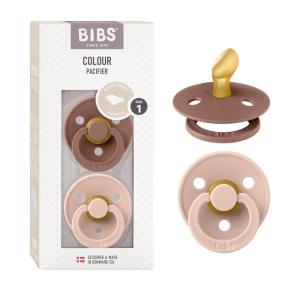 image:imageBIBS Pacifiers 618 Months  Colour Collection 2Pack  BPAFree Anatomical Natural Rubber Nipple  Made in Denmark  Island SeaForest Lake Color PacifierBlushWoodchuck