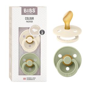 image:imageBIBS Pacifiers 618 Months  Colour Collection 2Pack  BPAFree Anatomical Natural Rubber Nipple  Made in Denmark  Island SeaForest Lake Color PacifierIvorySagePetrol