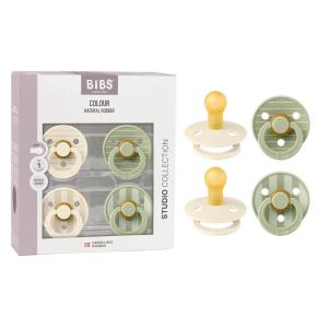 image:imageBIBS Studio Pacifier 4Pack BPA Free Pacifiers Round Nipple Natural Rubber Latex Made in Denmark Size 2 618 Months IvoryIvory  Ivory  Sage  Sage