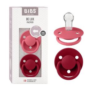 image:imageBibs DE LUX Soother 2 Pack Cherry Shaped Nipple BPA Free Silicone Dummy Pacifier OneSize CoralRuby