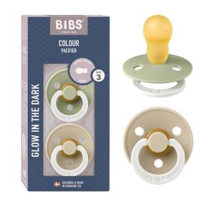 image:imageBibs Pacifiers  Natural Rubber Baby Pacifier  Set of 2 BPAFree Soothers  Made in Denmark  Sage NightCloud Night  Size 618 MonthsSage Glow  Vanilla Glow