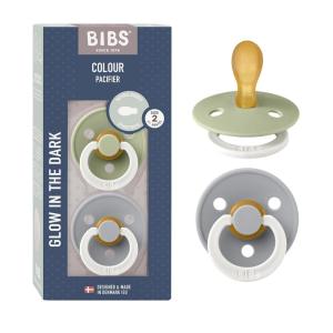 image:imageBibs Pacifiers  Natural Rubber Baby Pacifier  Set of 2 BPAFree Soothers  Made in Denmark  Sage NightCloud Night  Size 618 MonthsSage GlowCloud Glow