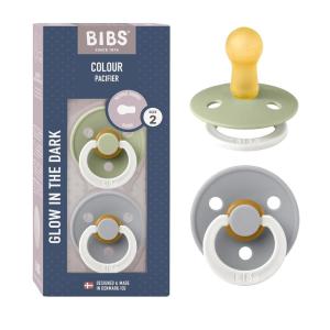 image:imageBibs Pacifiers  Natural Rubber Baby Pacifier  Set of 2 BPAFree Soothers  Made in Denmark  Sage NightCloud Night  Size 618 MonthsSage NightCloud Night