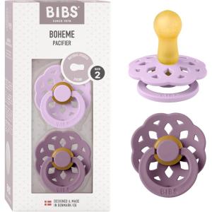image:imageBibs Pacifiers 618 Months  Boheme Collection 2Pack  BPAFree Round Nipple  Made in Denmark  Violet SkyMauve Color Pacifier