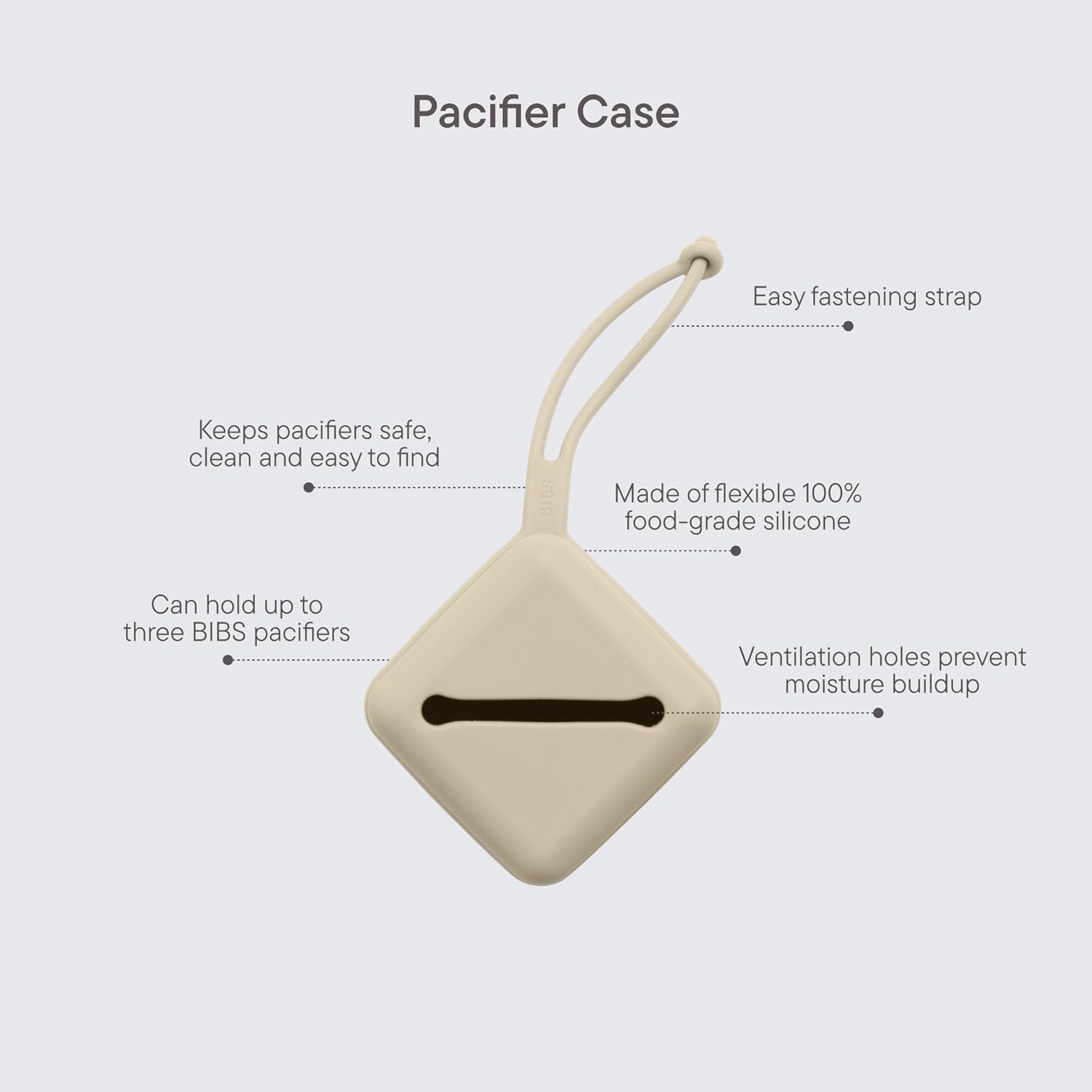 image:imageBIBS Pacifier Case with Loop for Storing and Carrying Dummies Holds Three Pacifiers 100 BPA Free Material Made in Denmark Dusty BlueDusty Blue