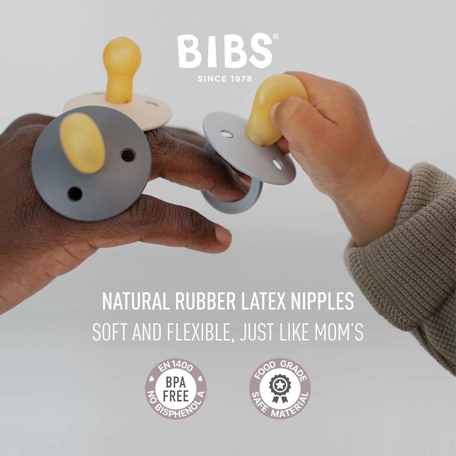 image:imageBIBS Pacifiers 06 Months 3Pack Soothers BPAFree Symmetrical Nipple Made in Denmark Ivory TryIt Collection IvoryBlush