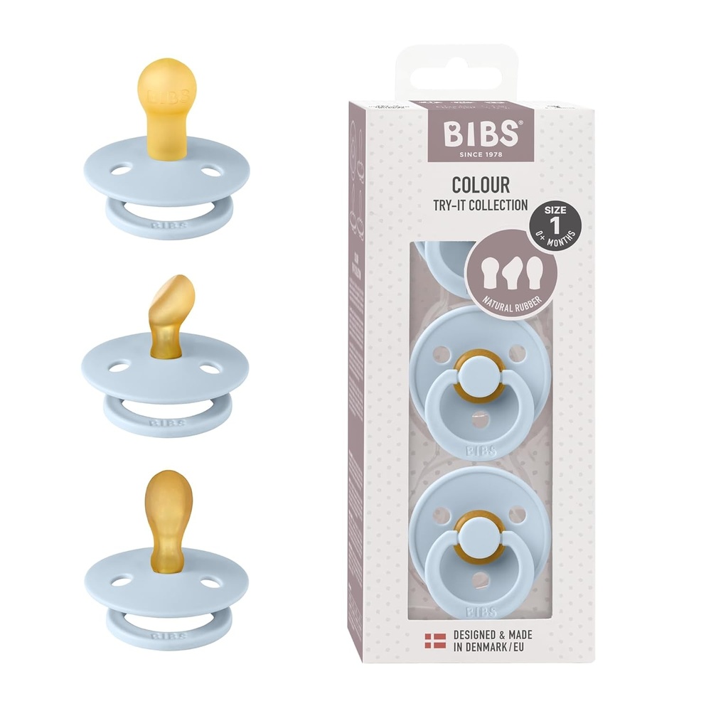 image:imageBIBS Pacifiers 06 Months 3Pack Soothers BPAFree Symmetrical Nipple Made in Denmark Ivory TryIt Collection IvoryBaby Blue