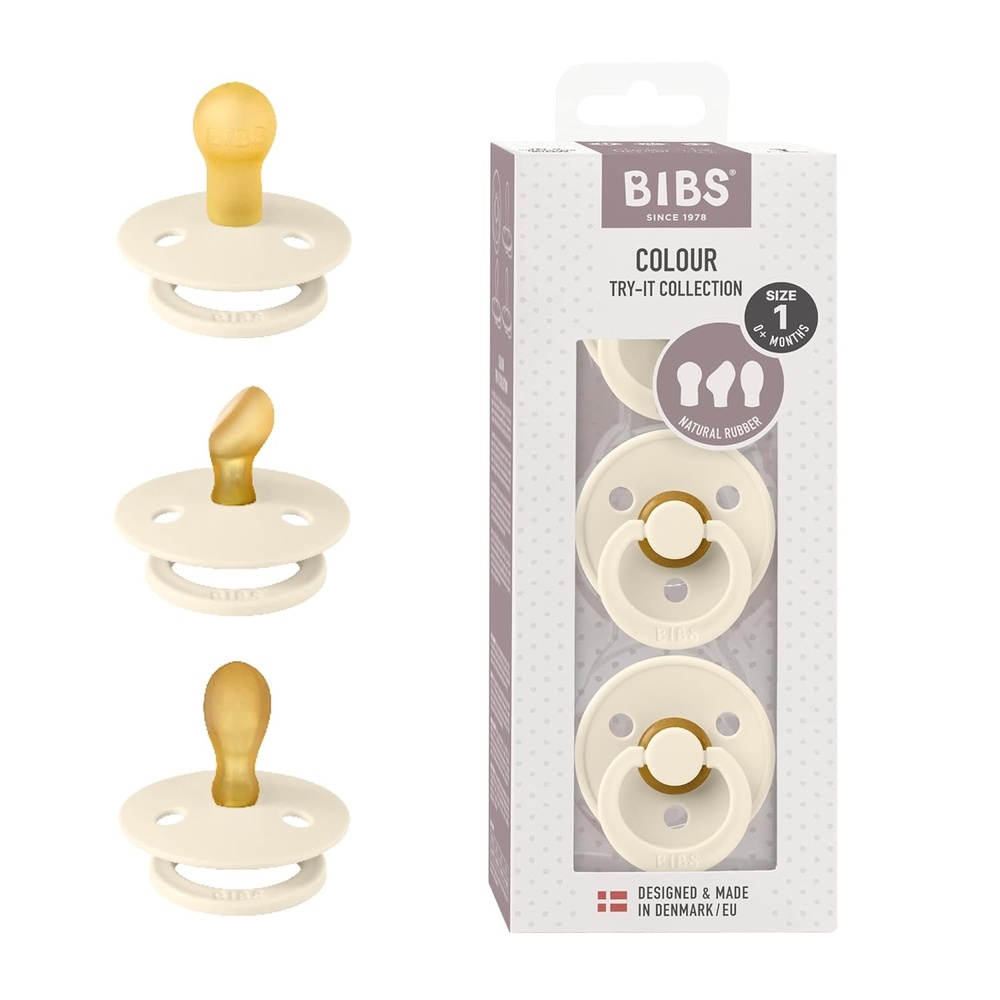 image:imageBIBS Pacifiers 06 Months 3Pack Soothers BPAFree Symmetrical Nipple Made in Denmark Ivory TryIt Collection IvoryIvory