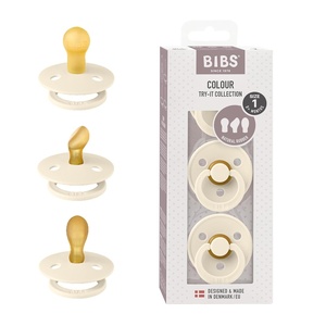 image:imageBIBS Pacifiers 06 Months  3Pack Soothers  BPAFree Symmetrical Nipple  Made in Denmark  Ivory TryIt Collection IvoryIvory