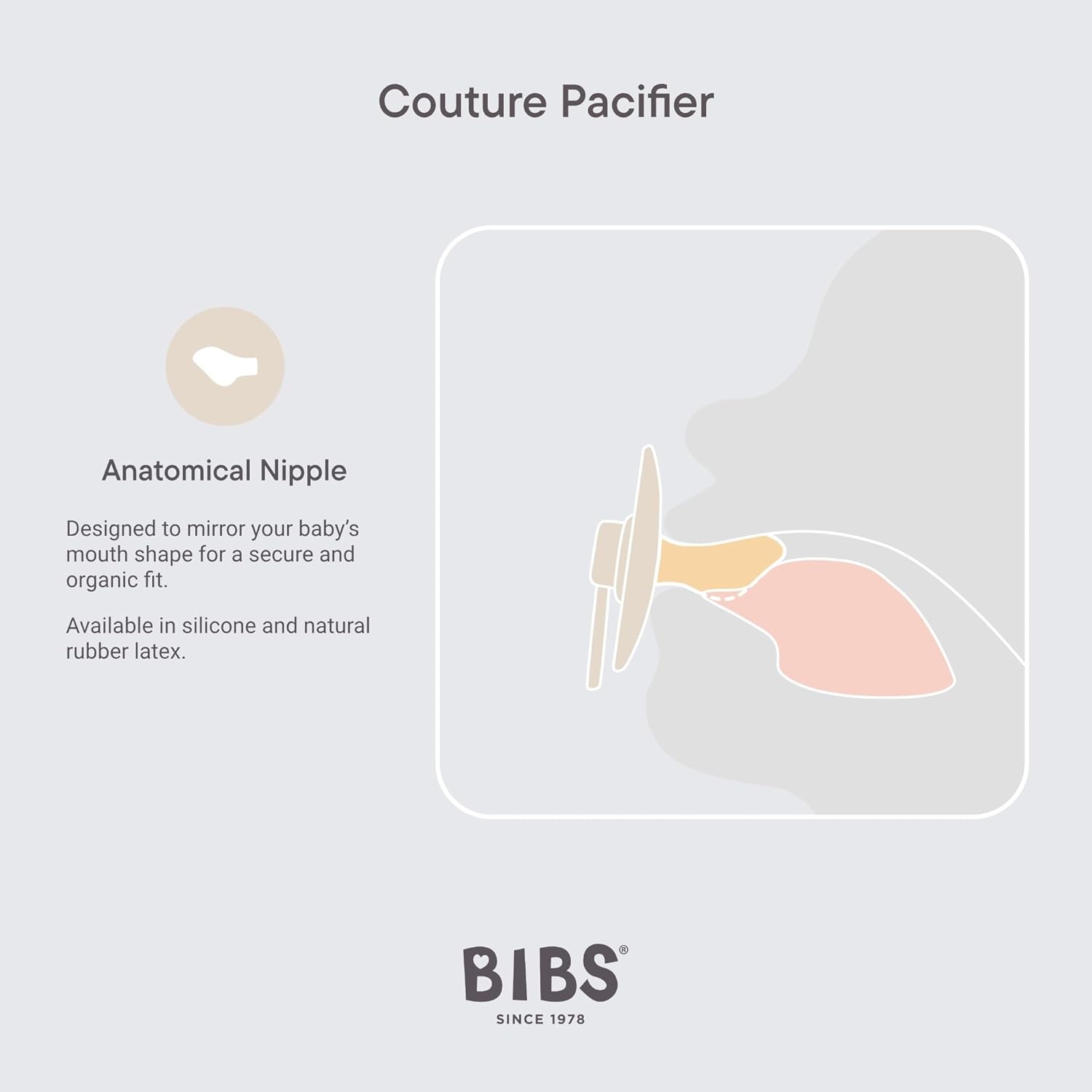 image:imageBIBS Pacifiers Couture Collection BPAFree Round Nipple Natural Rubber Latex Made in Denmark Set of 2 IvorySage Color Premium Soothers Size 06 MonthsIron Baby Blue