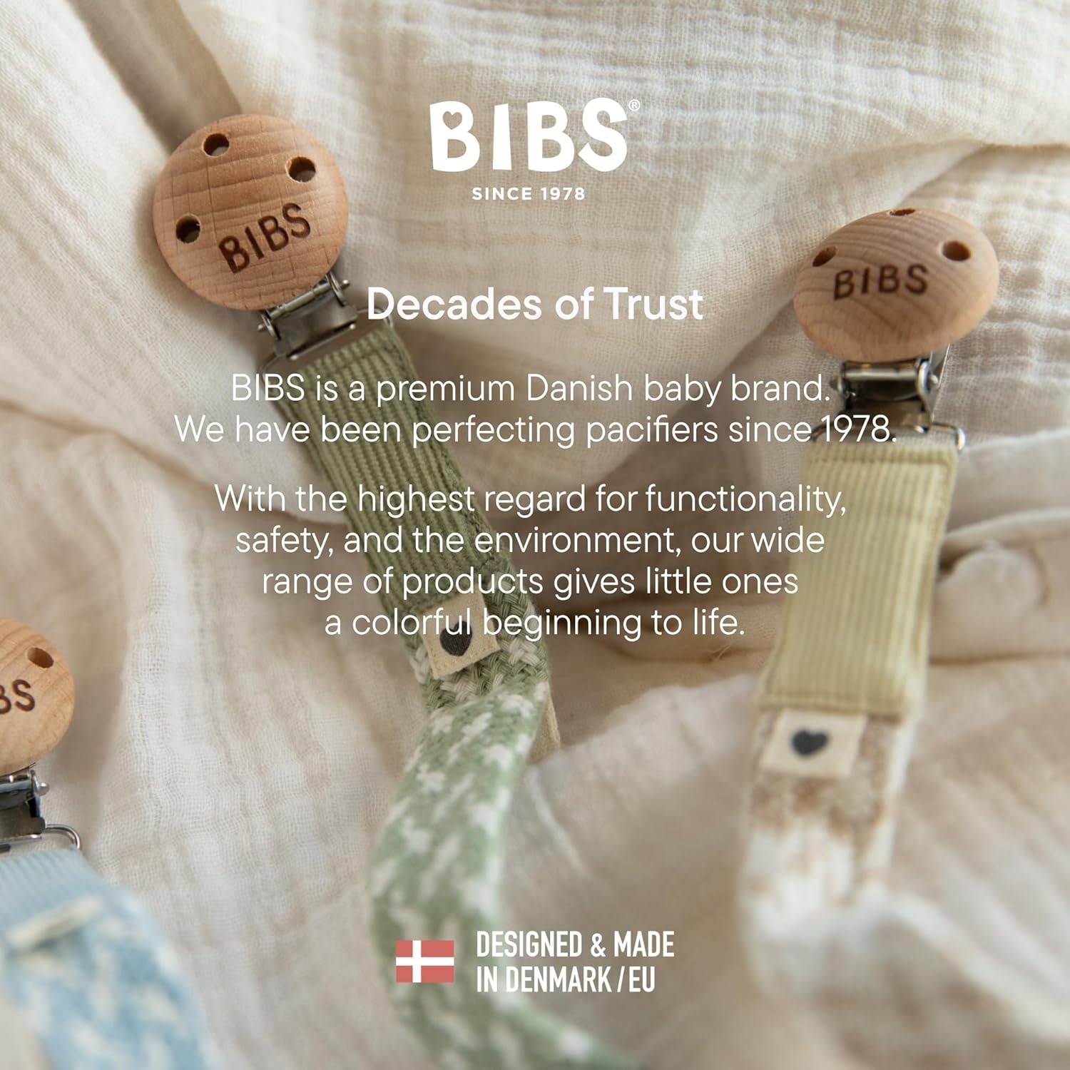 image:imageBIBS Paci Braid Pacifier String Organic Cotton Danish Design OneSize 036 Months IvoryVanillaPale Butter Ivory
