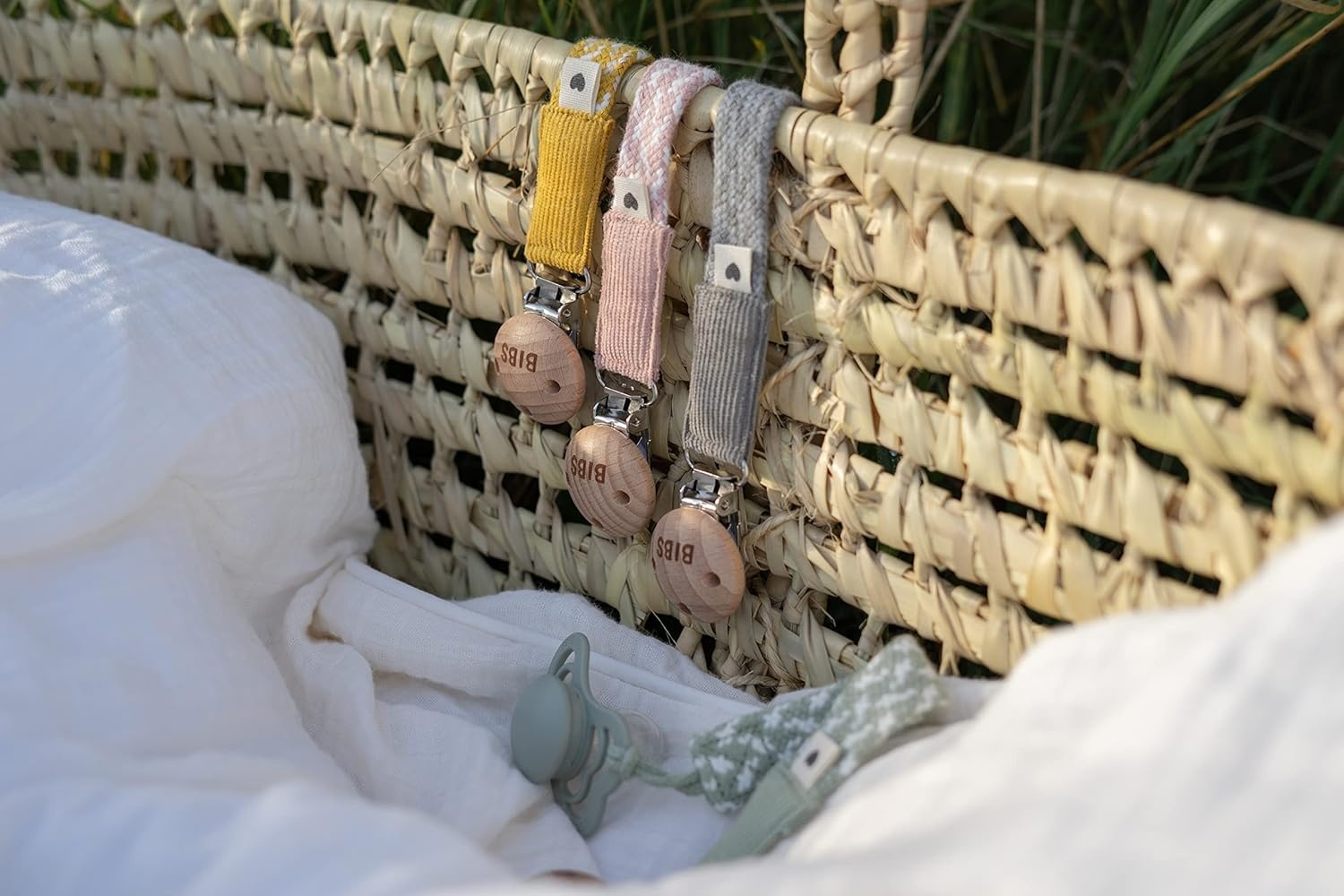 image:imageBIBS Paci Braid Pacifier String Organic Cotton Danish Design OneSize 036 Months IvoryVanillaSageIvory