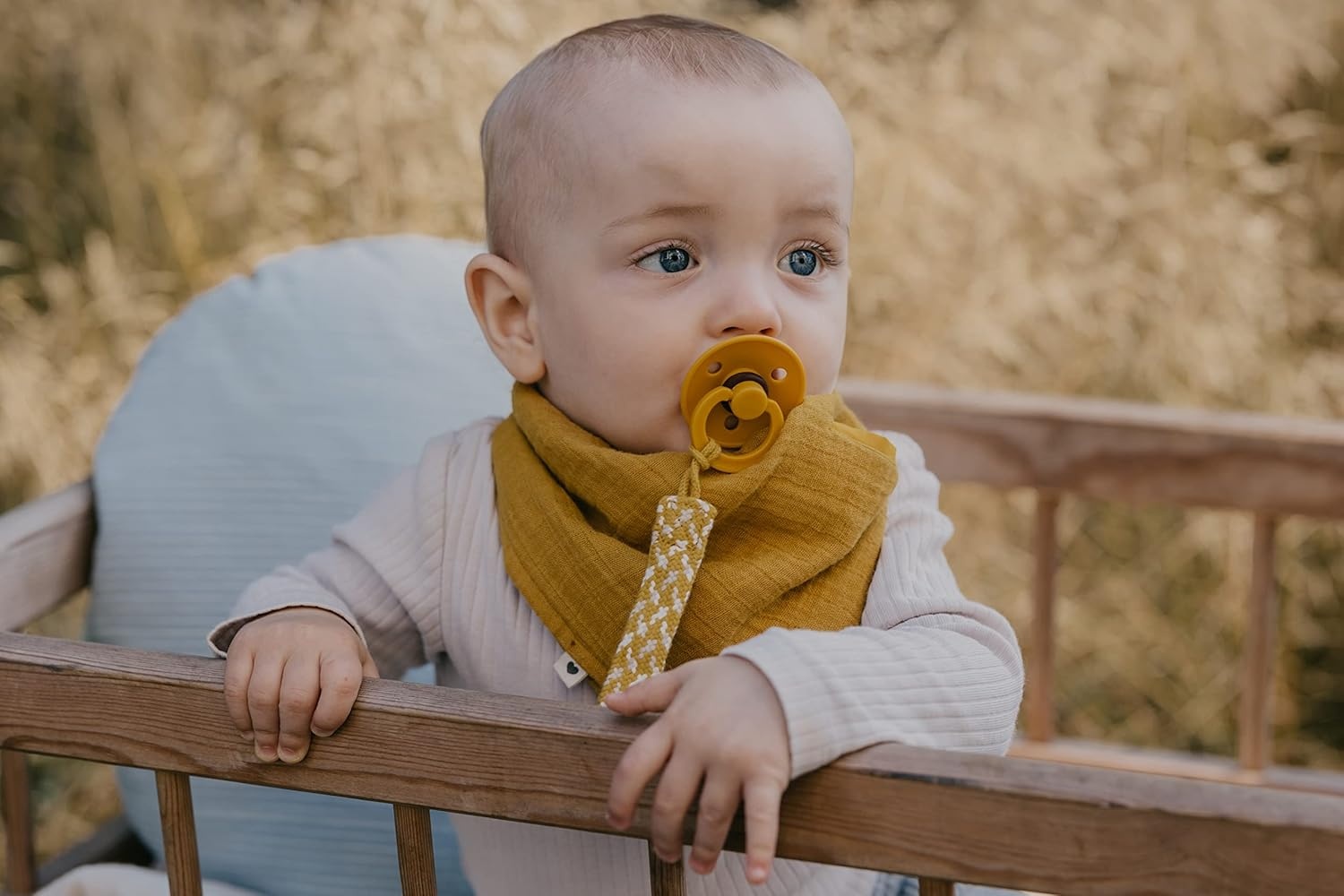 image:imageBIBS Tie Dye Camo Paci Braid Pacifier String Organic Cotton Danish Design OneSize 036 Months Green
