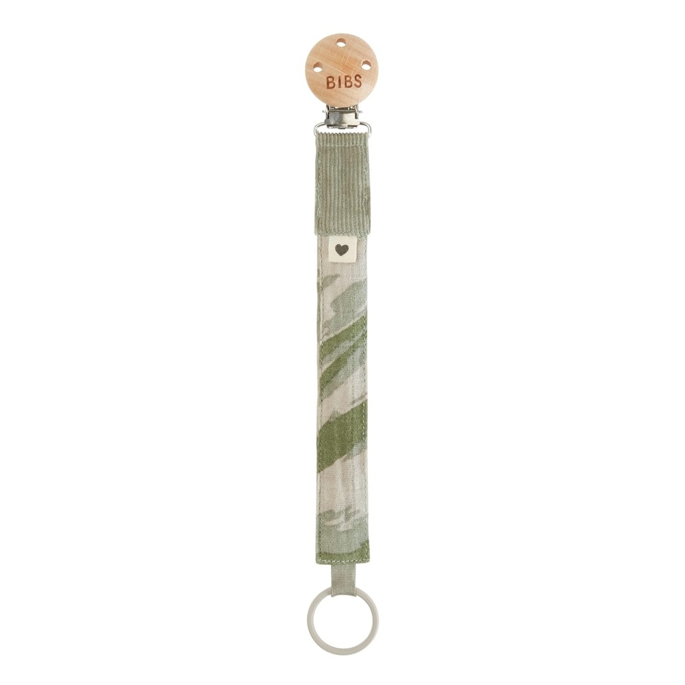 image:imageBIBS Tie Dye Camo Paci Braid Pacifier String Organic Cotton Danish Design OneSize 036 Months Green