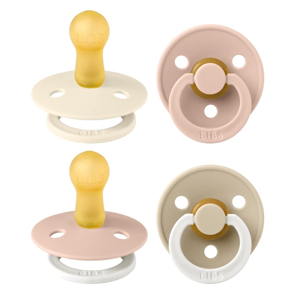 image:imageBIBS Color Pacifiers 4Pack BPA Free Soother Pacifier Round Nipple Natural Rubber Latex Made in Europe Size 1836 Months Sage Glow MixBlush Glow Mix