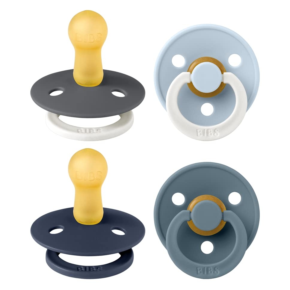 image:imageBIBS Color Pacifiers 4Pack BPA Free Soother Pacifier Round Nipple Natural Rubber Latex Made in Europe Size 1836 Months Sage Glow MixPetrol Glow Mix