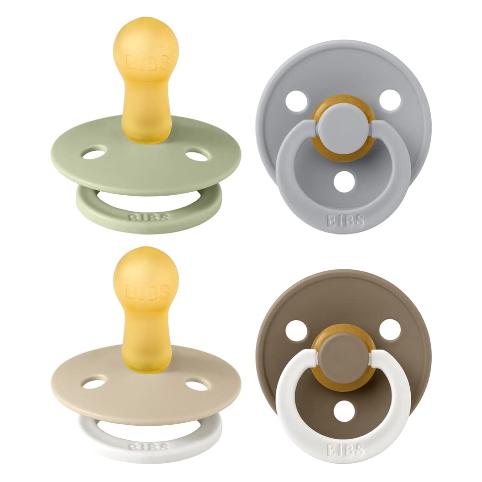 image:imageBIBS Color Pacifiers 4Pack BPA Free Soother Pacifier Round Nipple Natural Rubber Latex Made in Europe Size 1836 Months Sage Glow MixVanilla Glow Mix