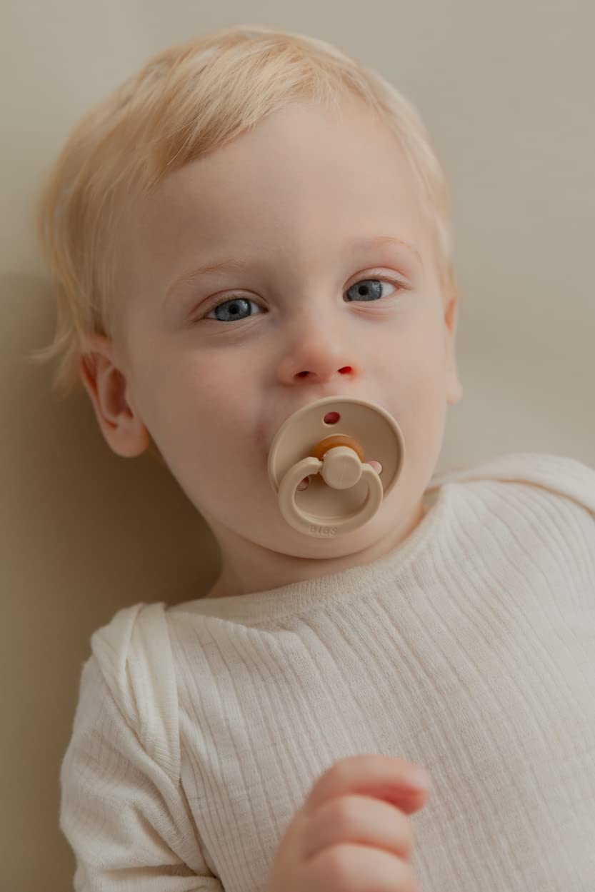 image:imageBIBS Color Pacifiers 4Pack BPA Free Soother Pacifier Round Nipple Natural Rubber Latex Made in Europe Size 1836 Months Sage Glow MixVanilla Glow Mix