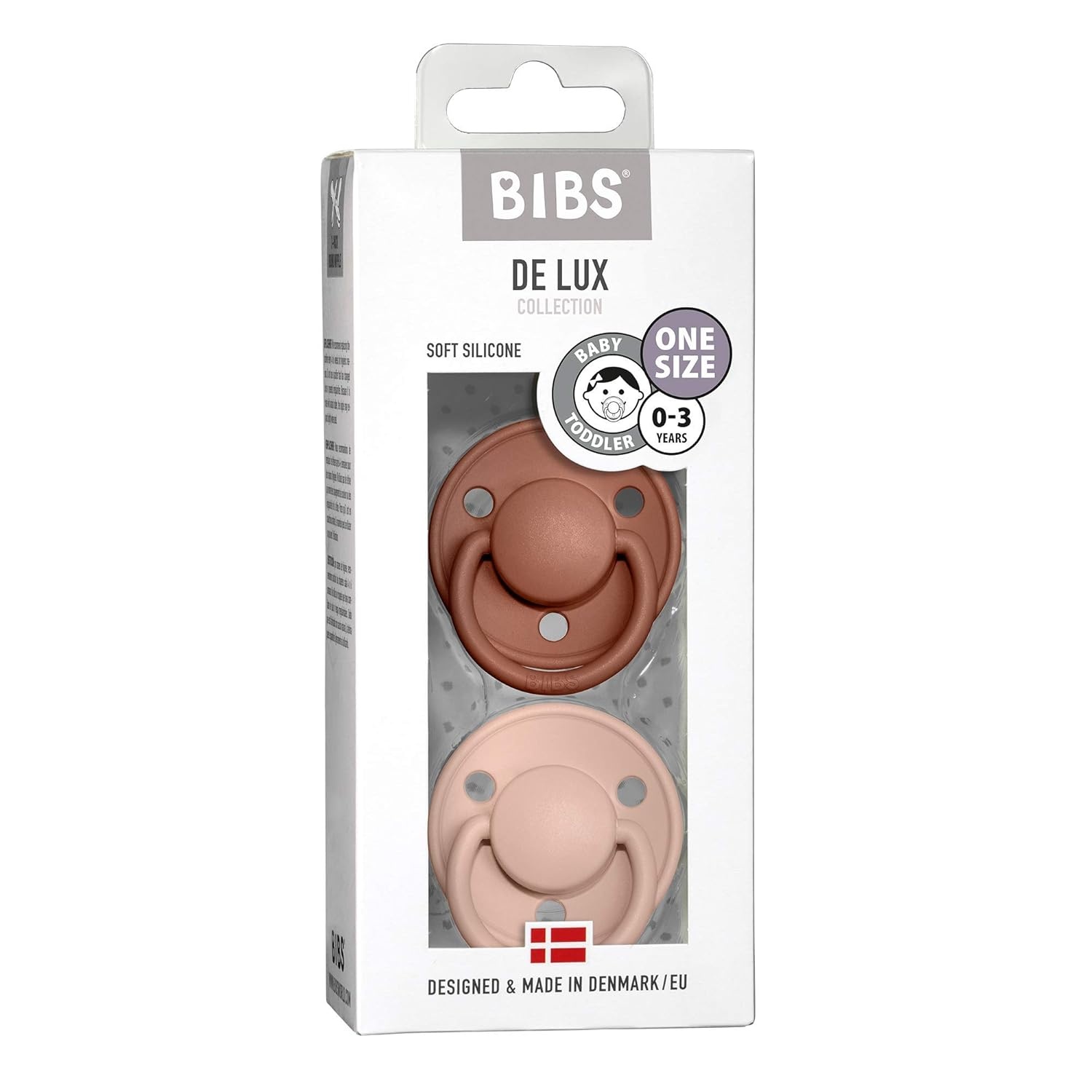 image:imageBIBS Pacifiers De Lux Collection BPAFree Baby Pacifier Made in Denmark Set of 2 IronBaby Blue Color Premium Soothers Size One SizeWoodchuckBlush