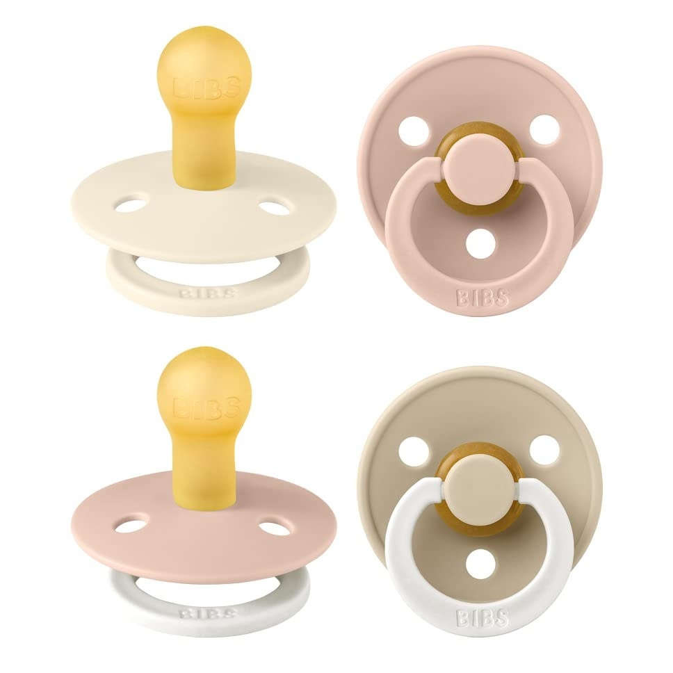 image:imageBIBS Color Pacifiers 4Pack BPA Free Soother Pacifier Round Nipple Natural Rubber Latex Made in Europe Size 1836 Months Sage Glow MixBlush Glow Mix